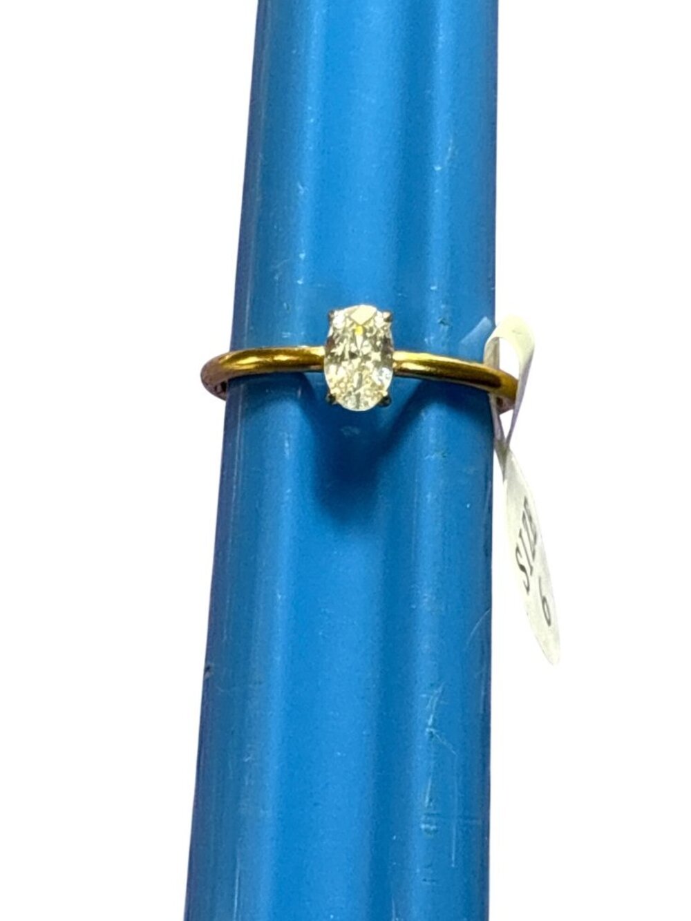 Goldtone Oval Clear Rhinestone Ring Size 6 New